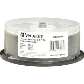 Picture of Verbatim BD-R DL 50GB 6X DataLifePlus White Thermal Printable, Hub Printable - 25pk Spindle