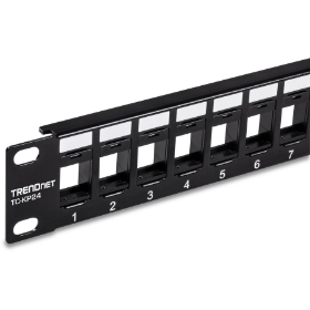 Show details for TRENDnet 24-Port Blank Keystone 1U Patch Panel, 1U 19" Metal Rackmount Housing, Recommended With TC-K25C6 & TC-K50C6 Cat6 Keystone Jacks (Sold Separately), Black, TC-KP24 Picture of TRENDnet 24-Port Blank Keystone 1U Patch Panel, 1U 19" Metal Rackmount Housing, Recommended With TC-K25C6 & TC-K50C6 Cat6 Keystone Jacks (Sold Separately), Black, TC-KP24