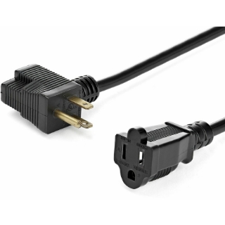 Picture of StarTech.com 1ft (0.3m) Short Extension Cord, NEMA 5-15P/R to NEMA 5-15R, 13A 125V, 16AWG, Black, Outlet Saver Power Extension Cable