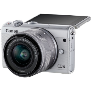 Picture of Canon EOS M100 24 Megapixel Mirrorless Camera with Lens - 0.59" - 1.77" (Lens 1), 2.17" - 7.87" (Lens 2) - White