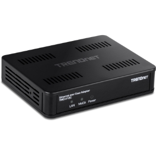 Picture of TRENDnet Ethernet Over Coax MoCA 2.5 Adapter, TMO-312C, Backward Compatible with MoCA 2.0/1.1/1.0, RJ-45 Gigabit LAN Port, Supports Net Throughput up to 1Gbps, Support up to 16 Nodes, Black