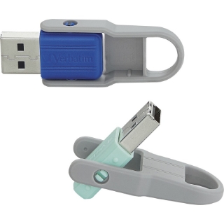 Picture of Verbatim 32GB Store 'n' Flip USB Flash Drive - 2pk - Blue, Mint