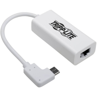 Picture of Tripp Lite USB C to Gigabit Adapter Converter USB 3.1 Right-Angle White 6in