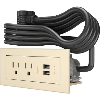 Picture of C2G Wiremold Radiant Furniture Power Center (2) Outlet (2) USB, Light Almond