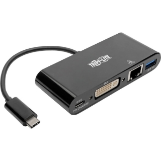 Picture of Tripp Lite USB C to DVI Multiport Adapter Converter Docking Station Thunderbolt 3 Compatible USB Type C to DVI, USB-C, USB Type-C