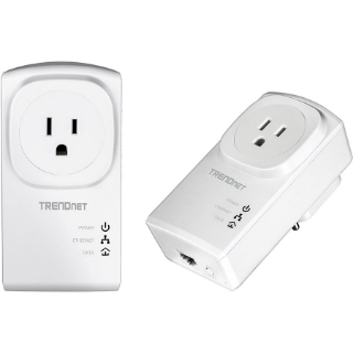 Picture of TRENDnet Powerline 500 AV Nano Adapter Kit With Built-In Outlet, Power Outlet Pass-Through, Includes 2 x TPL-407E Adapters, Plug & Play, Ideal For Smart TVs, Gaming, White, TPL-407E2K