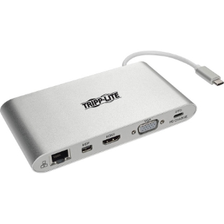 Picture of Tripp Lite USB-C Docking Station w/ USB-A , HDMI, VGA, mDP, Gbe, Memory Cards 3.5mm, USB C PD Charging 4K @ 30Hz