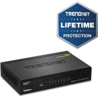 Picture of TRENDnet 8-Port Gigabit GREENnet Switch, Ethernet Network Switch, 8 x 10-100-1000 Mbps Gigabit Ethernet Ports, 16 Gbps Switching Capacity, Metal, Lifetime Protection, Black, TEG-S82G