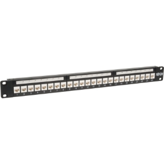 Picture of Tripp Lite 24-Port Cat6 Cat5e Patch Panel Low Profile Feed Through Rackmount RJ45 1U TAA