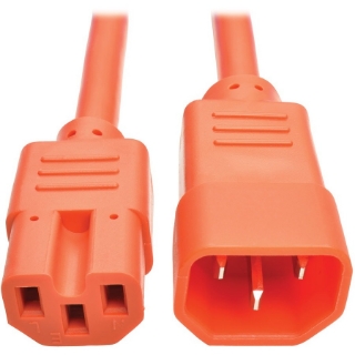 Picture of Tripp Lite 2ft Heavy Duty Power Extension Cord 15A 14 AWG C14 C15 Orange 2'