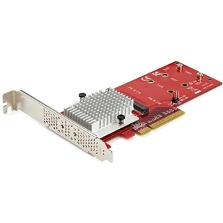 Picture of StarTech.com Dual M.2 PCIe SSD Adapter Card - x8 / x16 Dual NVMe or AHCI M.2 SSD to PCI Express 3.0 - M.2 NGFF PCIe (m-key) Compatible