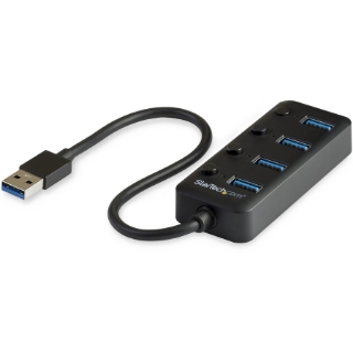 Picture of StarTech.com 4 Port USB 3.0 Hub - USB Type-A to 4x USB-A with Individual On/Off Port Switches - SuperSpeed 5Gbps USB 3.1 Gen 1 - Bus Power