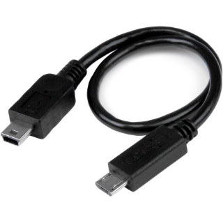 Picture of StarTech.com 8in USB OTG Cable - Micro USB to Mini USB - M/M - USB OTG Adapter - 8 inch