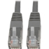 Picture of Tripp Lite Cat6 Cat5e Gigabit Molded Patch Cable RJ45 M/M 550MHz Gray 3ft 3'