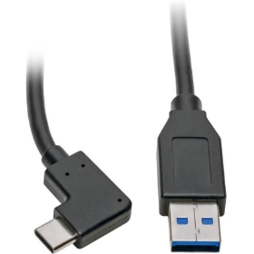 Show details for Tripp Lite USB C to USB-A Cable Right Angle 3.1 5 Gbps USB Type C M/M 3ft Picture of Tripp Lite USB C to USB-A Cable Right Angle 3.1 5 Gbps USB Type C M/M 3ft