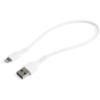 Picture of StarTech.com 12inch/30cm Durable White USB-A to Lightning Cable, Rugged Heavy Duty Charging/Sync Cable for Apple iPhone/iPad MFi Certified