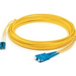 Picture of AddOn 110ft SC (Male) to LC (Male) Yellow OS2 Duplex Fiber OFNR (Riser-Rated) Patch Cable