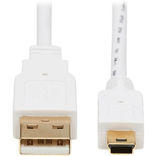 Picture of Tripp Lite Safe-IT USB-A to USB Mini-B Antibacterial Cable (M/M), USB 2.0, White, 3 ft.