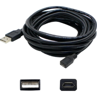 Picture of AddOn 10ft USB 2.0 (A) Male To Micro-USB 2.0 (B) Black Cable