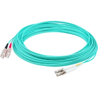 Picture of AddOn 44m LC (Male) to SC (Male) Straight Aqua OM4 Duplex Plenum Fiber Patch Cable