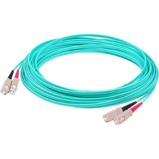 Picture of AddOn 65m SC (Male) to SC (Male) Straight Aqua OM4 Duplex Plenum Fiber Patch Cable