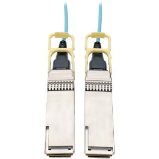 Picture of Tripp Lite QSFP28 to QSFP28 Active Optical Cable - 100GbE, AOC, M/M, Aqua, 15 m (49.2 ft.)