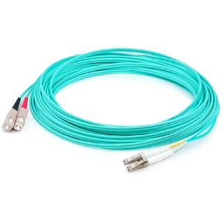 Picture of AddOn 59m LC (Male) to SC (Male) Straight Aqua OM4 Duplex LSZH Fiber Patch Cable