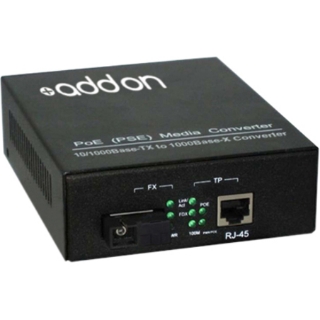 Picture of AddOn 10/100/1000Base-TX(RJ-45) to 1000Base-BXD(SC) BiDi SMF 1550nm/1310nm 20km POE Media Converter