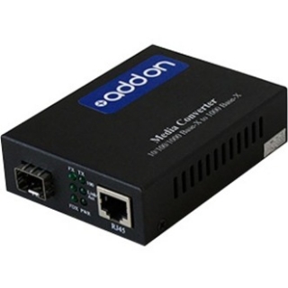 Picture of AddOn 10/100/1000Base-TX(RJ-45) to Open SFP Port POE Media Converter
