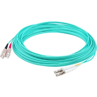 Picture of AddOn 72m LC (Male) to SC (Male) Straight Aqua OM4 Duplex Fiber OFNR (Riser-Rated) Patch Cable