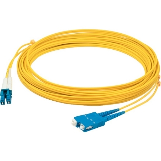Picture of AddOn 3m LC (Male) to SC (Male) Yellow OS2 Duplex Fiber TAA Compliant OFNR (Riser-Rated) Patch Cable