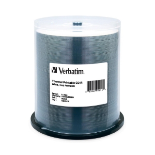 Picture of Verbatim CD-R 700MB 52X White Thermal Printable, Hub Printable - 100pk Spindle