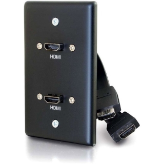 Picture of C2G Single Gang Wall Plate with Dual HDMI Pigtails Black