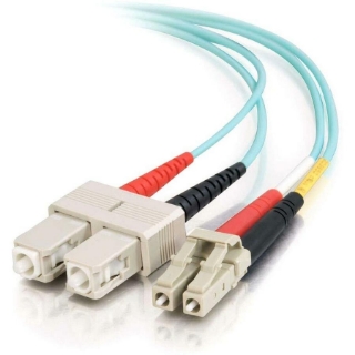 Picture of C2G 3m LC-SC 10Gb 50/125 OM3 Duplex Multimode PVC Fiber Optic Cable (USA-Made) - Aqua