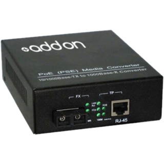 Picture of AddOn 10/100/1000Base-TX(RJ-45) to 1000Base-LX(SC) SMF 1310nm 10km POE Media Converter