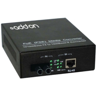Picture of AddOn 10/100/1000Base-TX(RJ-45) to 1000Base-SX(ST) MMF 850nm 550m POE Media Converter
