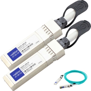 Picture of AddOn Intel Compatible TAA Compliant 10GBase-AOC SFP+ to SFP+ Active Optical Cable (850nm, MMF, 10m)