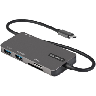 Picture of StarTech.com USB C Multiport Adapter, USB-C to 4K HDMI, 100W PD Pass-through, SD/MicroSD, 3xUSB 3.0, USB Type-C Mini Dock, 12" Long Cable