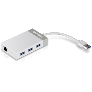 Picture of TRENDnet 3-Port USB 3.0 Hub with 10/100/1000 Mbps Gigabit Ethernet Adapter (3 USB 3.0 Ports; a RJ45 Gigabit Ethernet Port); Support XP; Vista; Windows 7; 8; 8.1; 10; Mac OS 10.6-10.9; Nintendo Switch; TU3-ETGH3