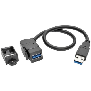 Picture of Tripp Lite USB 3.0 Keystone Panel Mount Coupler Extension Cable Angled 1'