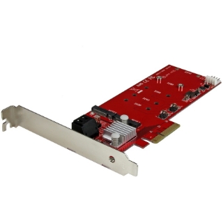 Picture of StarTech.com 2x M.2 NGFF SSD RAID Controller Card plus 2x SATA III Ports - PCIe - Two Slot PCI Express M.2 RAID Card plus Two SATA Ports