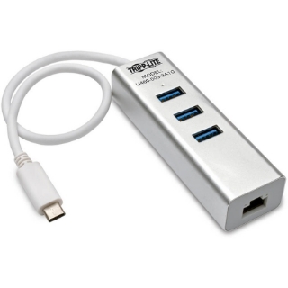 Picture of Tripp Lite 3-Port Portable USB 3.1 Gen 1 USB-C Gigabit Ethernet Adapter