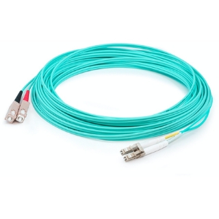 Picture of AddOn 51m LC (Male) to SC (Male) Straight Aqua OM4 Duplex LSZH Fiber Patch Cable