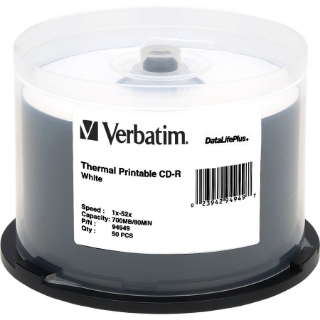 Picture of Verbatim CD-R 700MB 52X DataLifePlus White Thermal Printable - 50pk Spindle
