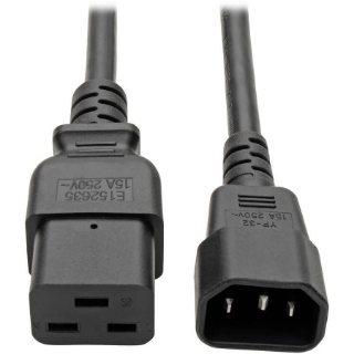 Picture of Tripp Lite 2ft Power Cord Extension Cable C19 to C14 Heavy Duty 15A 14AWG 2'