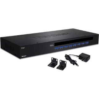 Picture of TRENDnet 16-Port Rack Mount USB KVM Switch, VGA and USB Connection, Supports USB and PS/2, Auto-Scan, Device Monitoring, Audible Feedback, Plug and Play, Hot Pluggable, Rack Mountable, Black, TK-1603R