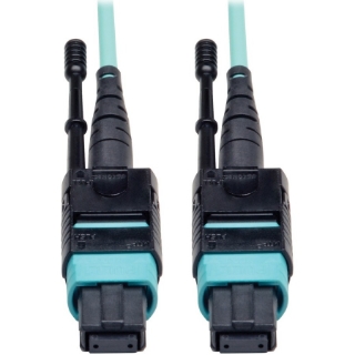 Picture of Tripp Lite 5M MTP / MPO Patch Cable 12 Fiber 40GbE Aqua OM3 Plenum 16ft 16' 5 Meter