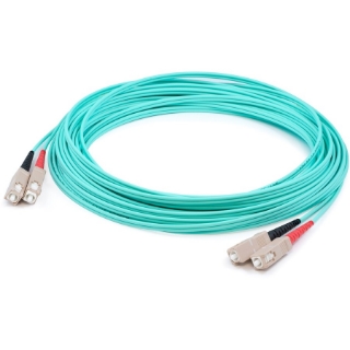 Picture of AddOn 94m SC (Male) to SC (Male) Straight Aqua OM4 Duplex Plenum Fiber Patch Cable