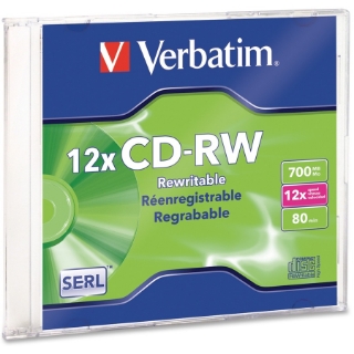 Picture of Verbatim CD-RW 700MB 4X-12X High Speed with Branded Surface - 1pk Slim Case