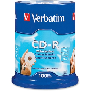 Picture of Verbatim CD-R 700MB 52X with Blank White Surface - 100pk Spindle